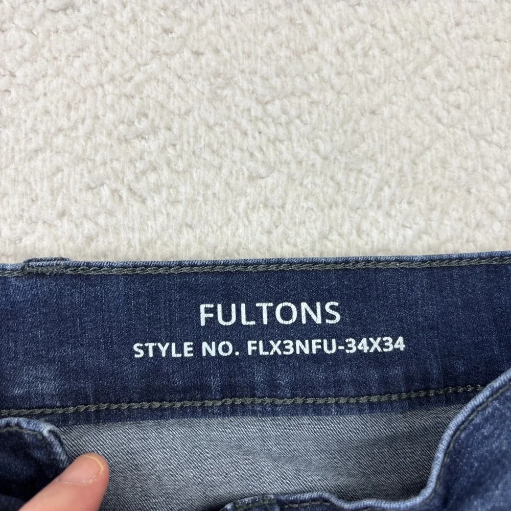 MUGSY Mens 'Fultons' Jeans Size 34/34 Blue Dark Wash Stretch Denim Classic Fit